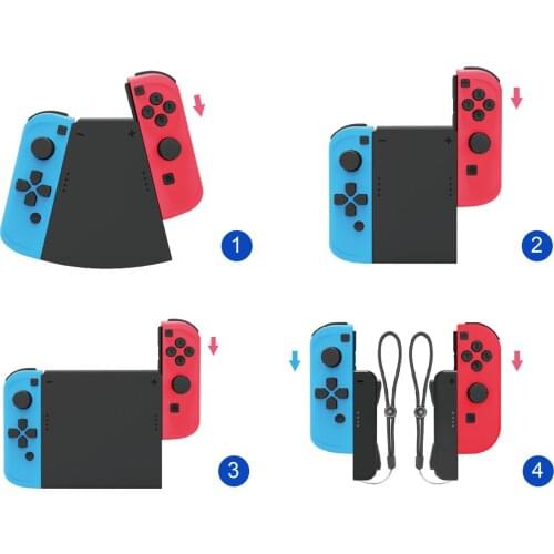 5 in 1 Hand Grip Connector Pack for Nintendo Switch Joy Con with Wrist Strap Game Handle Connector for Joy-cons