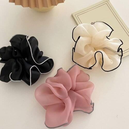 Oversized Hair Scrunchies For Women Solid Chiffon Scrunchie Hair Rubber Bands Elastic Hair Ties Accessories Ponytail Holder