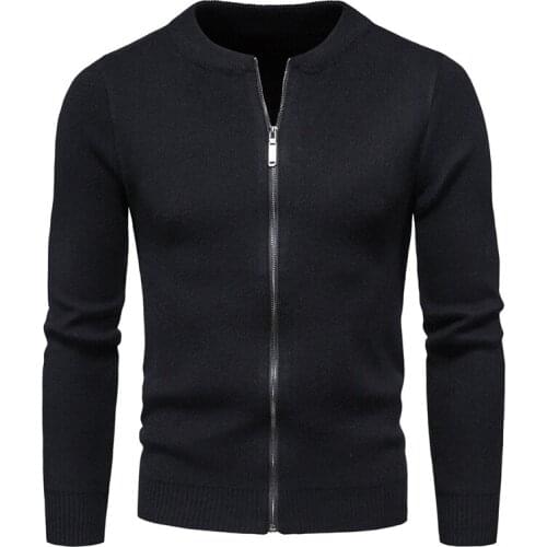 New Autumn Men Cardigan Sweater Fashion O-Neck Knitted Sweater Men Zipper Sweatercoat Black Mens knitwear blusas masculinas