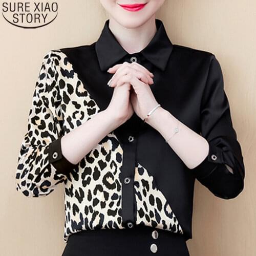 Casual Womens Tops and Blouses Sexy Leopard Blouse 2021 Autumn Fashion Long Sleeve Shirt Women Plus Size Blusas Blouses 8054