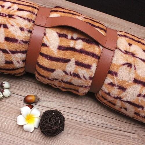 Carrying Strap For Picnic Blanket Throw Travel Carpet Brown Strap Leather Beach Sun Towels Lounging Mat Carry For Swimming D2E2