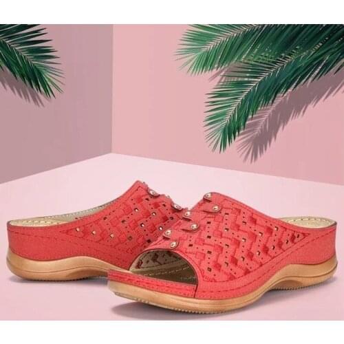 Summer Female Wedge Sandals Retro Open Toe Casual Sandalias Ladies Mesh Breathable Low Heel Shoe Beach Sandal Hot Sale