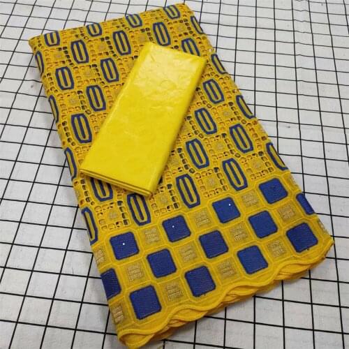 SJ Lace 2.5 +2.5 Yards Latest Bazin Riche Fabric 2021 New Female And Embroidered Fabric Cotton Lace Dubai Swiss Voile Lace T1-89