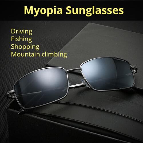 Myopia shades Sunglasses UV Protection Rectangular Fishing Polarized Sun Glasses For Mens Driving -0.50-6.00