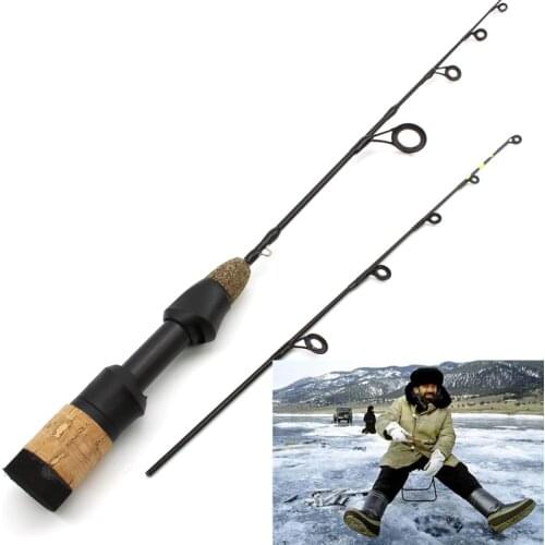 58cm Portable Winter Ice Fishing Rods 2 tips Spinning Rod Carbon Fiber Ice pole Ultra-light Carp Fishing Free shipping