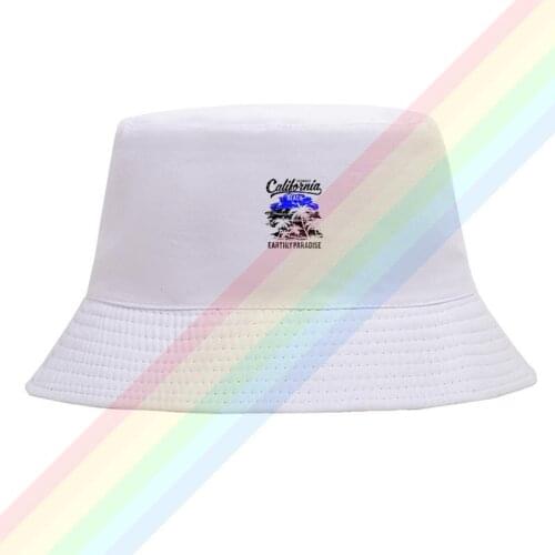 California Ilustración De La Playa Cotton Top Comfortable Bucket Cap Men Women Hiking Fishing Hat Two-side