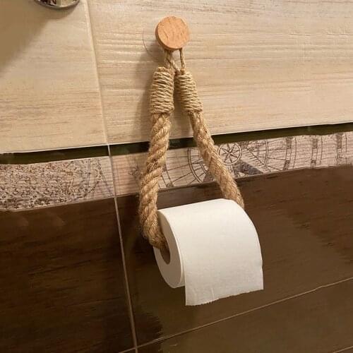 Rope Hemp Rope Handmade Retro Tissue Holder Toilet Roll Holder Creative Wall Hanging Hotel Bathroom Decoration Supplies