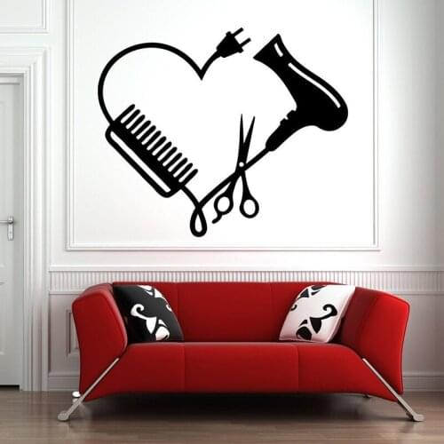 Hair Salon Wall Window Vinyl Sticker Hair Stylist Hair Tools Scissors Barber Shop Beauty Salon Decal 2169
