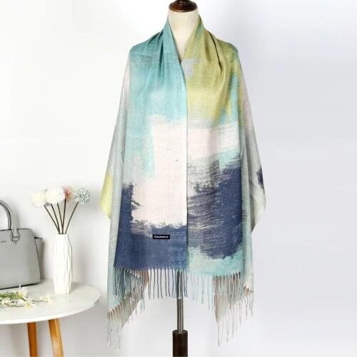 High Quality Autumn Winter Warm Long Scarves Mixed Golden Thread With Tassels Female Hijabs Pashmina Foulard Office Party Use