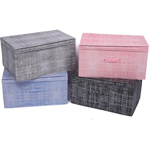 5 Sizes Storage Boxes with Lids Polyester Fabric Clear Storage Baskets Containers Bins With Cover Organizer
