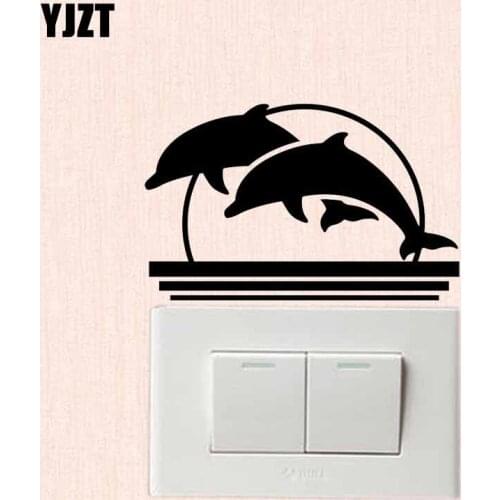 YJZT Lovely Dolphin Vinyl Decal Wall Switch Sticker Living Room Decor Cartoon Creative Art 17SS-0627