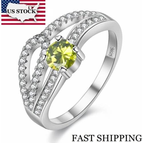 US STOCK Uloveido Wedding Rings for Women Silver Color Costume Jewelry Ring Female Green Stone Ringen Bague Femme Charms Y2863