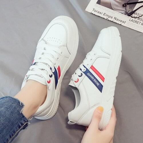 2020 New White Sneakers Women Casual versatile Flat Shoes For Women Pu Leather Platform Breathble Vulcanized Chaussure Femme