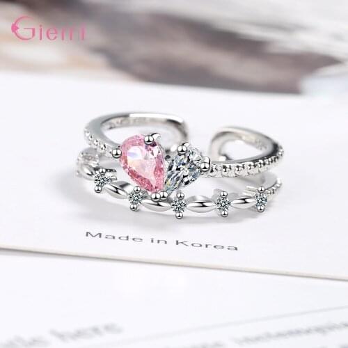 Newest Design Two Color Finger Rings Sparkling Crystal Vintage Jewelry Genuine 925 Sterling Silver Rings For Women Engagement