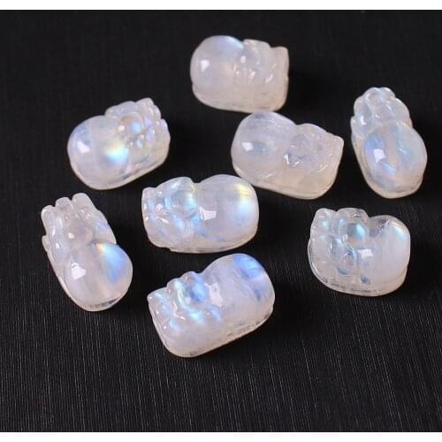 10PCNatural Stone Blue Moonstone Pixiu Pendant Beads Healing Power Stone Accessories DIY Bracelet Necklace Jewelry Wholesale