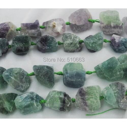 15.5" Length/1 string, Nature Rough Green Fluorite Stone,Luxury Necklac,Charming Ornament Gift,Size: 30-40mm
