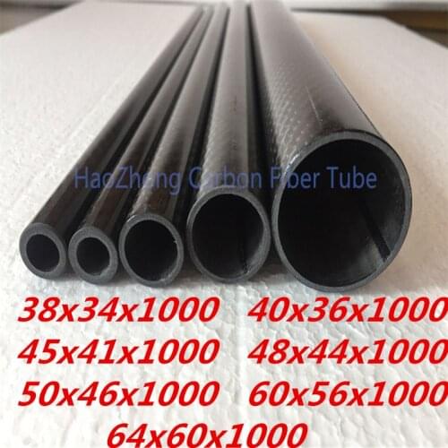 2.0mm Thickness 3K Carbon Fiber Tube Roll Wrapped od38 40 45 48 40 60 64mmx1000mm Wing tube/Shaft