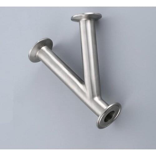 32mm 1.25" Pipe OD 1.5" Tri Clamp Oblique Y Shaped 3 Way SUS 304 Stainless Sanitary Fitting Spliter Homebrew Beer Wine