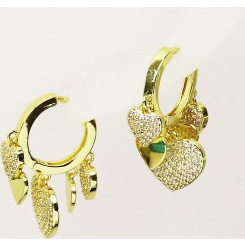 5Pairs Zirconia Heart shape Earrings Hoop earrings circle hoop earrings Gold color earrings Gift for women jewelry 51565