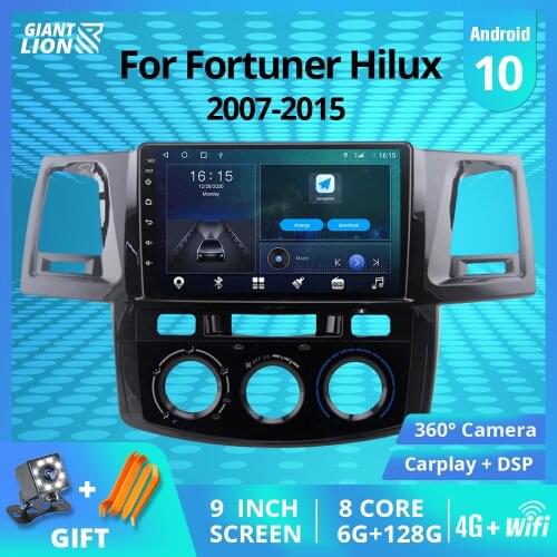 Android 10.0 Car Multimedia Player For Toyota Fortuner Hilux 2007-2015 Car Video Players GPS Navigation DSP Stereo Receiver IGO