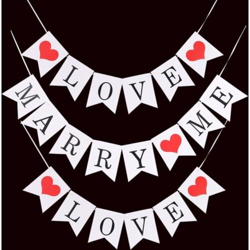 MARRY ME Bunting Just Married Mr Mrs Paper Garland Banners Wedding Party Event Decor Photo Props Propose Marriage Flags Supplies