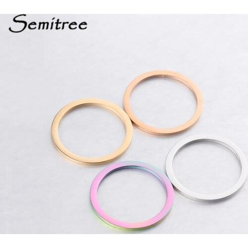 Semitree 5pcs Stainless Steel Big Circle Charms Round Pendant Necklace Bracelet Connector for DIY Jewelry Making Accessories