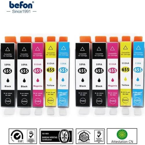 Befon Wholesale X10 109A 110A Ink Cartridge Replacement for HP 655 HP655 for deskjet 3525 5525 4615 4625 4525 6525 6625 Printer