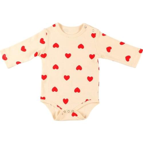 Summer Baby Bodysuits Infant Baby Girl Lovely Heart Printing Short Sleeve with Hat Cotton Suit Baby Girl Clothes