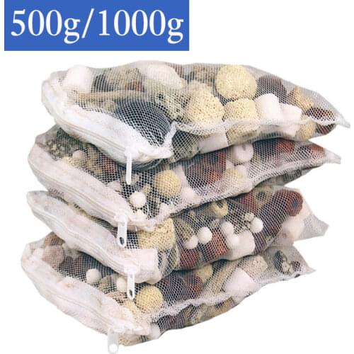 500G/1000G Aquarium Filter Media Activated Carbon Ceramic Rings Bio Ball Clean Water with Filter Net Bag