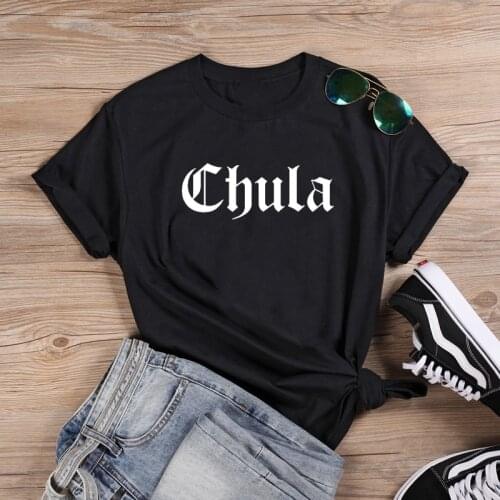 CHULA Graphic T Shirt Women Short Sleeve Cotton T shirts Woman Black White Loose T Shirt Women Top Harajuku T Shirt Femme