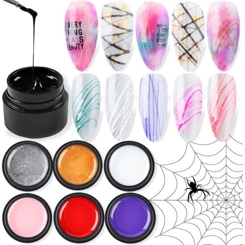 Nail Spider Gel Polish Drawing Lacquer Soak Off Pull Line Gel Silk Web Line Paint Wire Elasticity Point Nail Decoration SA1615