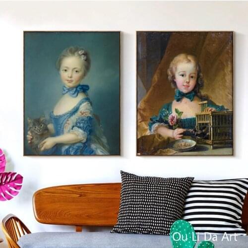 No frame classical figures kid Palace figure cat dog canvas printings oil painting printed on canvas wall art decoration picture