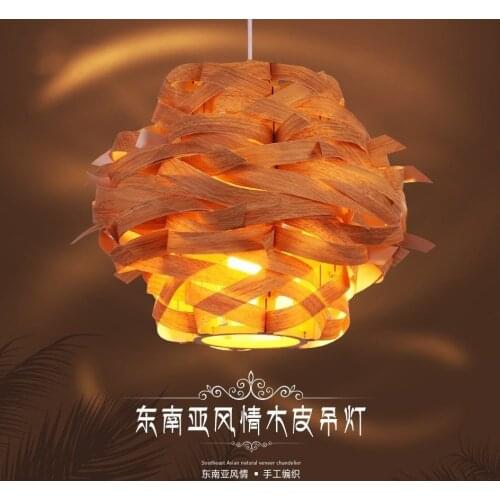 Chinese Style Wooden Veneer Pendant Light Wood Lamp Birds-nest Pendant Light lustre pendente