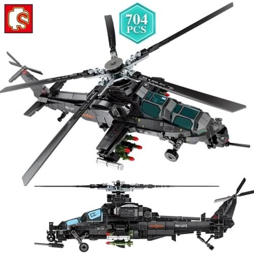 SEMBO Technical Creative Police Military Armed Helicopter Building Blocks STEM Kit Aircraft Bricks Toys For Boys Holiday Gifts
