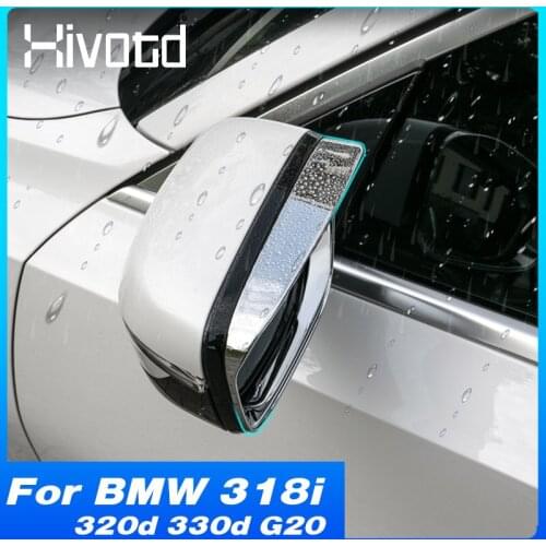 Hivotd Rain Eyebrow Shield Rearview Mirror Visor Exterior Protection Accessories Sun Shade For BMW 318i 320d 330d G20 2020 2021
