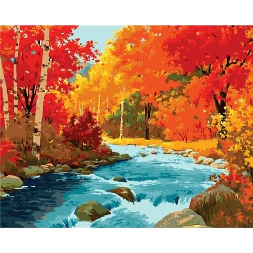 Red Maple Fairy Valley Painting By Numbers Kits Picture Diy Frame Home Decoration Coloring By Numbers Flower Girl Handpainted