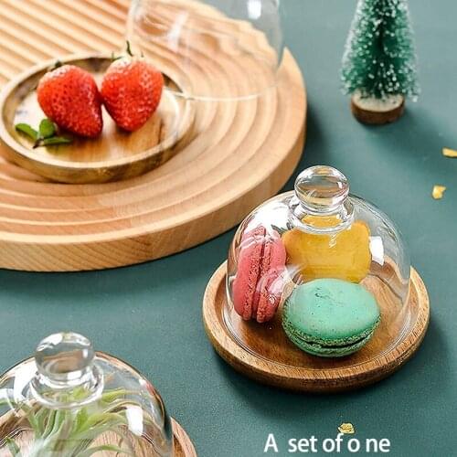 Mini Dessert Plate Dessert Cup Mousse Tray Cake Plate Wooden Glass Cover Dessert Plate Dessert Plate