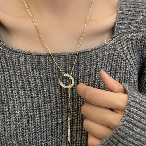 Mewanry INS Fashion 925 Sterling Silver Sweater Necklace France Gold Plated Creative Moon Nail Pendant Bride Jewelry Gifts