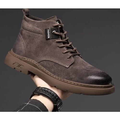 Hot sale designer mens shoes 2021 casual shoes new Martin boots mens leather trend tooling boots British casual boots