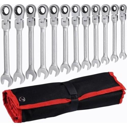 8-19mm Adjustable Ratchet Wrench Combination Set Double End Wrench Hand Tools Set Chromium-vanadium Steel 7pcs