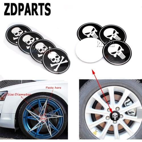 ZDPARTS Car Skull Tire Wheel Center Hub Caps Cover Stickers For BMW E46 E39 E60 E90 E36 F30 F10 X5 E53 E34 E30 Mini Cooper Lada