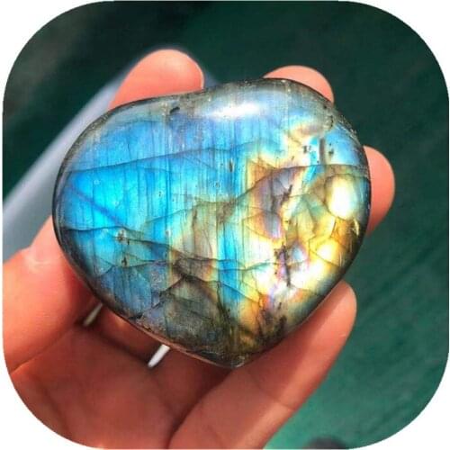Natural blue Labradorite Crystal Heart Shaped Polished Stones Healing Stones and Minerals