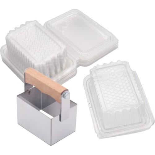 Stainless Steel Honey Comb Square Cutter 6CM*9CM with10Pcs Honeycomb Square Box Honeycomb Cutter and Package Beekeeping