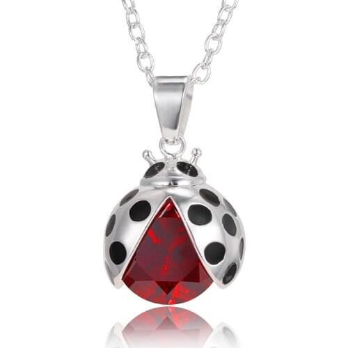 New Fashion Gold Silver Color Pendant Ladybug Charm Necklaces Cute Insect Ladybird Animal Jewelry Rhinestone Lovely Necklace