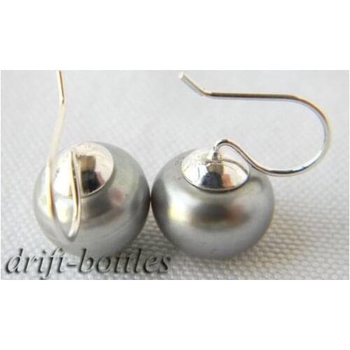 Selling Jewelry>>Nature 11mm Gray Freshwater Pearl Silver Dangle Earring