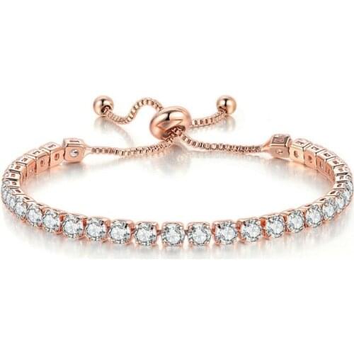 Zircons Adjustable Bracelet crystal Bangle for Women Captivate Bar Slider Brilliant CZ Rose Gold Jewelry Pulseira Feminia
