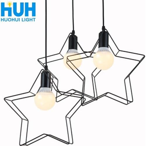 Retro pendant lamp five-pointed star iron art creative three-head lighting cafe bar aisle lamp corridor lamp restaurant chandeli