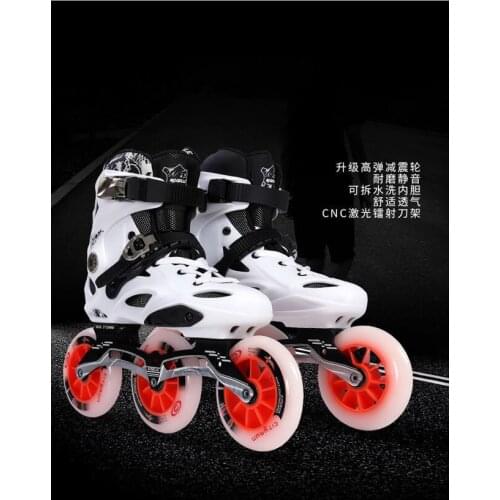 Adult mens and womens inline skates Roller skates Adult professional racing shoes Speed skating shoes big three rounds（1 Pair