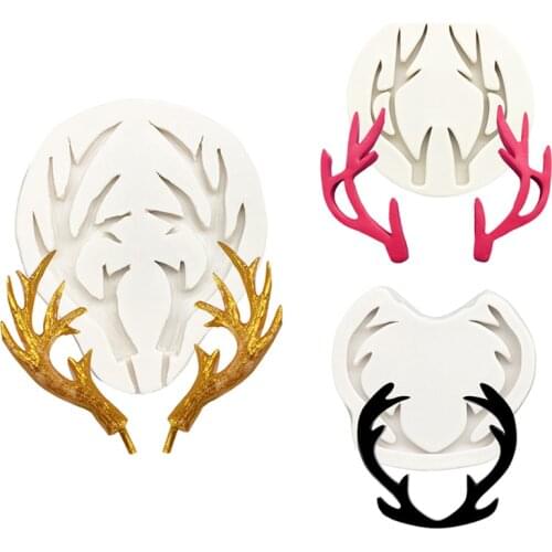 Christmas Reindeer Horn Silicone Sugarcraft Mold Resin Tools Cupcake Baking Mould Fondant Cake Decorating Tools