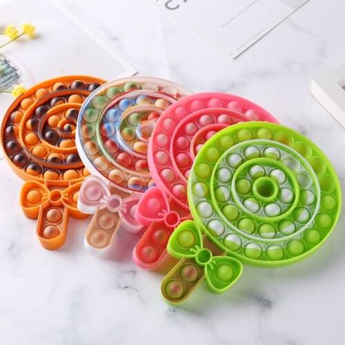 Silicone Push Bubble Lollipop Printing Sensory Fidget Toys Anti-Stress Reliever Fidget Anxiety Relief Funny Toy dropshipping
